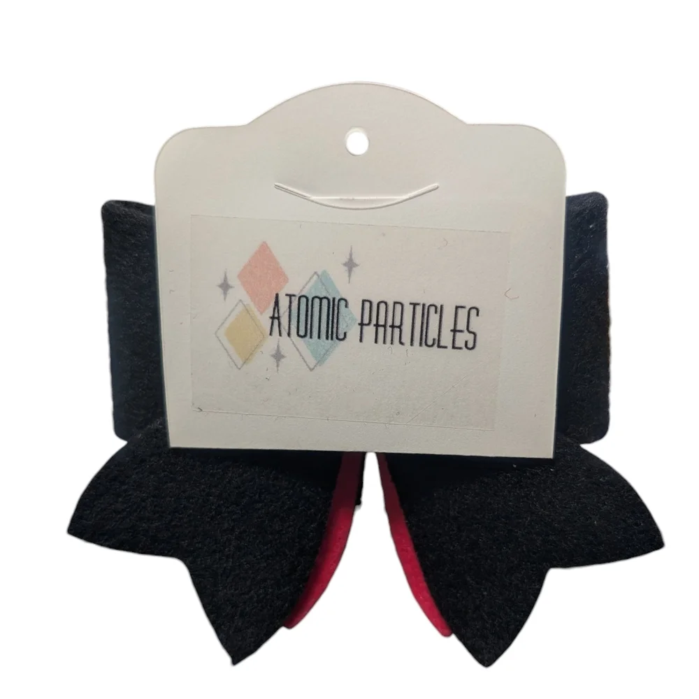 Pink & Black Felt Hair Bow Clip